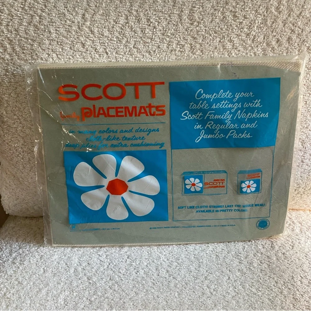 Vintage 1966 Scott Paper Placemats In Original Package Paisley Floral 24 Two-Ply